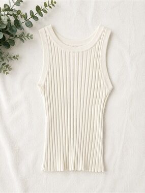 Ribbed Tank Knit Top in Cream-NWOT